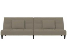 Dvivietė sofa-lova su dvejomis pagalvėmis, pilka, aksomas