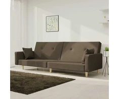 Dvivietė sofa-lova su dvejomis pagalvėmis, taupe, audinys