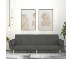Dvivietė sofa-lova su dvejomis pagalvėmis, pilka, audinys