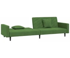 Dvivietė sofa-lova su dvejomis pagalvėmis, žalia, aksomas