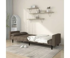 Dvivietė sofa-lova su dvejomis pagalvėmis, taupe, audinys