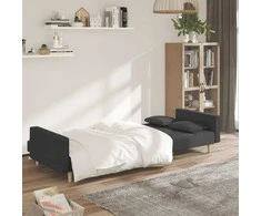 Dvivietė sofa-lova su dvejomis pagalvėmis, pilka, audinys