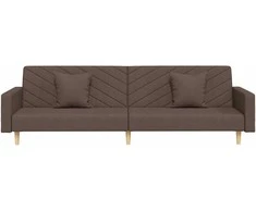 Dvivietė sofa-lova su dvejomis pagalvėmis, taupe, audinys