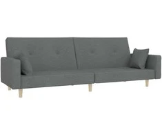 Dvivietė sofa-lova su dvejomis pagalvėmis, pilka, audinys
