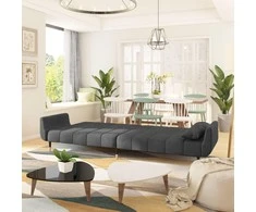 Dvivietė sofa-lova su dvejomis pagalvėmis, pilka, aksomas