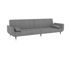 Dvivietė sofa-lova su dvejomis pagalvėmis, pilka, aksomas