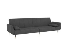 Dvivietė sofa-lova su dvejomis pagalvėmis, pilka, aksomas