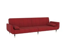 Dvivietė sofa-lova su dvejomis pagalvėmis, vyno, aksomas
