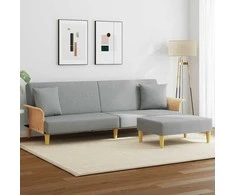 Dvivietė sofa-lova su pagalvėmis ir pakoja, pilka, aksomas