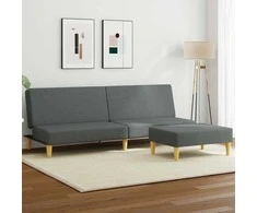 Dvivietė sofa-lova su pagalvėmis ir pakoja, pilka, aksomas