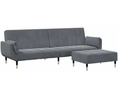 Dvivietė sofa-lova su pakoja, tamsiai pilkos spalvos, aksomas