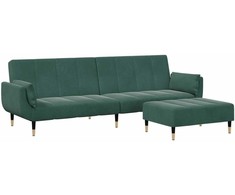 Dvivietė sofa-lova su pakoja, tamsiai žalios spalvos, aksomas