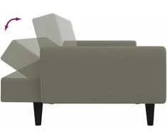 Dvivietė sofa-lova, šviesiai pilkos spalvos, aksomas