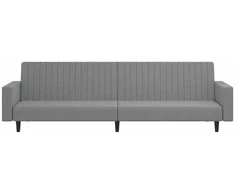 Dvivietė sofa-lova, šviesiai pilkos spalvos, aksomas