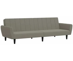 Dvivietė sofa-lova, šviesiai pilkos spalvos, aksomas