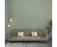 Dvivietė sofa-lova, šviesiai pilkos spalvos, aksomas