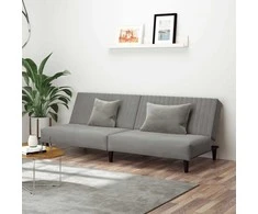 Dvivietė sofa-lova, šviesiai pilkos spalvos, aksomas