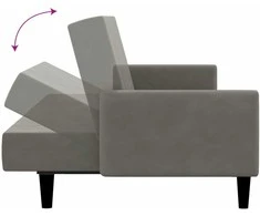 Dvivietė sofa-lova, šviesiai pilkos spalvos, aksomas