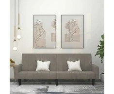 Dvivietė sofa-lova, šviesiai pilkos spalvos, aksomas
