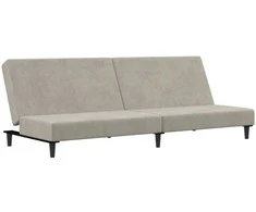 Dvivietė sofa-lova, šviesiai pilkos spalvos, aksomas