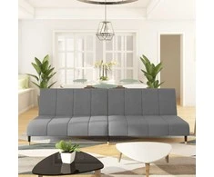 Dvivietė sofa-lova, šviesiai pilkos spalvos, aksomas