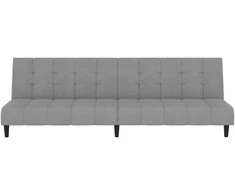 Dvivietė sofa-lova, šviesiai pilkos spalvos, aksomas