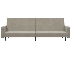 Dvivietė sofa-lova, šviesiai pilkos spalvos, aksomas