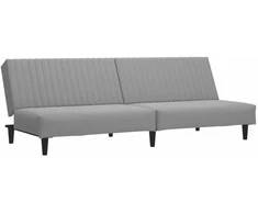 Dvivietė sofa-lova, šviesiai pilkos spalvos, aksomas