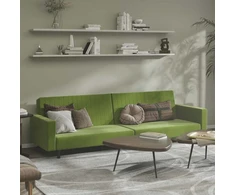 Dvivietė sofa-lova, šviesiai žalios spalvos, aksomas