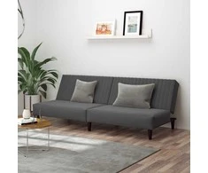 Dvivietė sofa-lova, tamsiai pilkos spalvos, aksomas