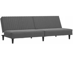 Dvivietė sofa-lova, tamsiai pilkos spalvos, aksomas