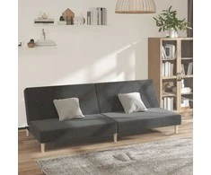 Dvivietė sofa-lova, tamsiai pilkos spalvos, audinys