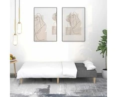 Dvivietė sofa-lova, tamsiai pilkos spalvos, audinys