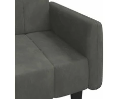 Dvivietė sofa-lova, tamsiai pilkos spalvos, aksomas