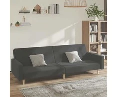 Dvivietė sofa-lova, tamsiai pilkos spalvos, audinys