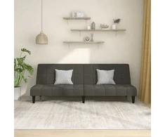 Dvivietė sofa-lova, tamsiai pilkos spalvos, aksomas