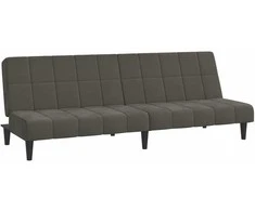 Dvivietė sofa-lova, tamsiai pilkos spalvos, aksomas