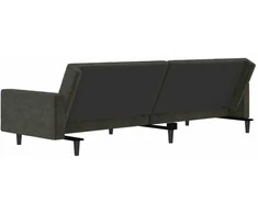 Dvivietė sofa-lova, tamsiai pilkos spalvos, aksomas