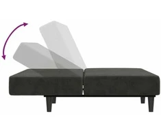 Dvivietė sofa-lova, tamsiai pilkos spalvos, aksomas