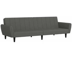 Dvivietė sofa-lova, tamsiai pilkos spalvos, aksomas