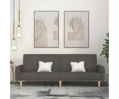Dvivietė sofa-lova, tamsiai pilkos spalvos, audinys