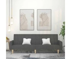 Dvivietė sofa-lova, tamsiai pilkos spalvos, audinys