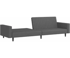 Dvivietė sofa-lova, tamsiai pilkos spalvos, aksomas