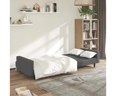 Dvivietė sofa-lova, tamsiai pilkos spalvos, aksomas