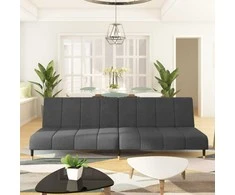 Dvivietė sofa-lova, tamsiai pilkos spalvos, aksomas