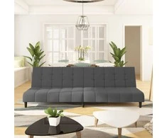 Dvivietė sofa-lova, tamsiai pilkos spalvos, aksomas