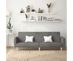 Dvivietė sofa-lova, tamsiai pilkos spalvos, audinys
