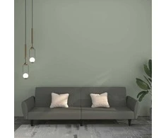 Dvivietė sofa-lova, tamsiai pilkos spalvos, aksomas