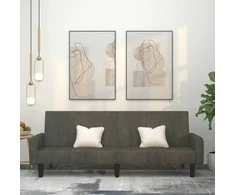 Dvivietė sofa-lova, tamsiai pilkos spalvos, aksomas