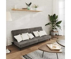 Dvivietė sofa-lova, tamsiai pilkos spalvos, aksomas